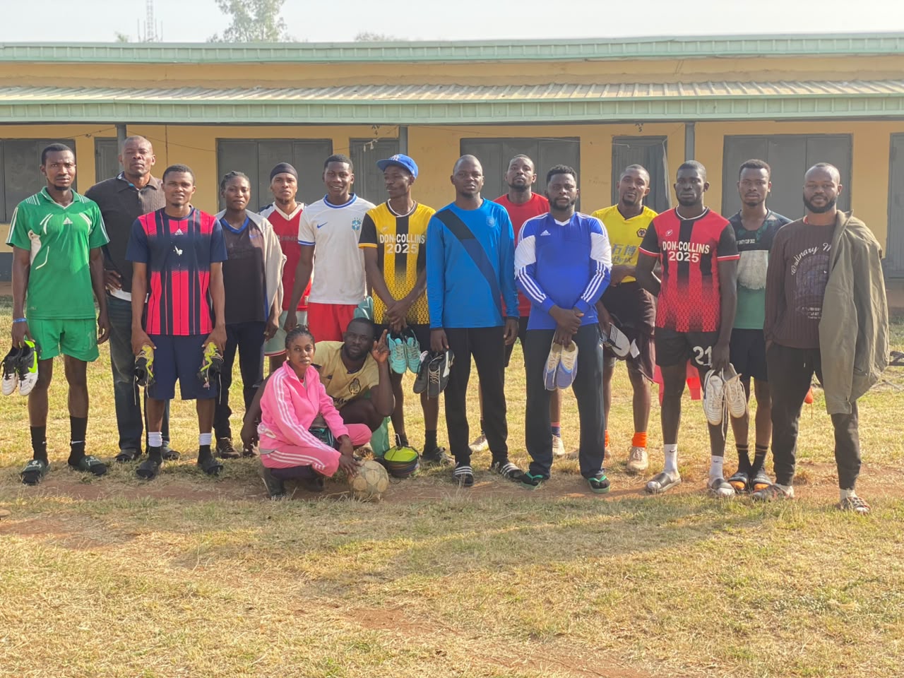 NASCARD athletes and officials gathered after a football match